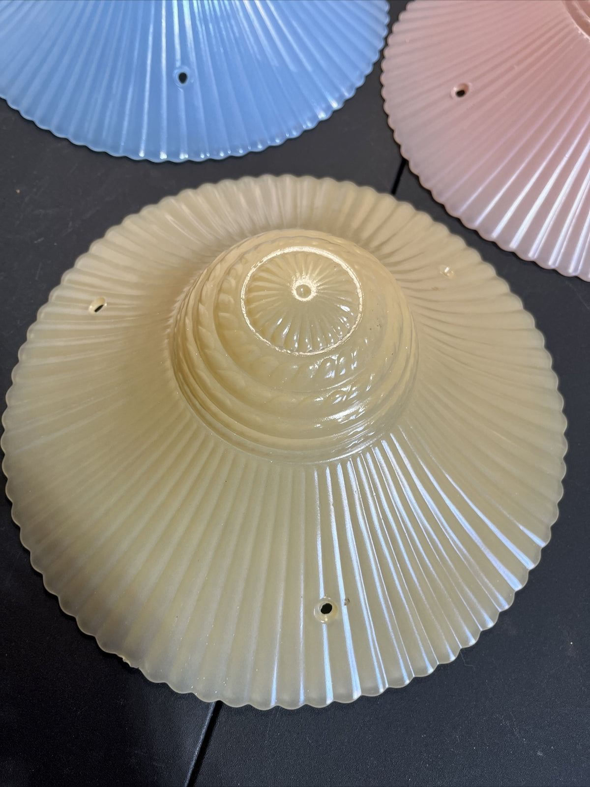 Vintage 11” Glass Shade 3 Hole