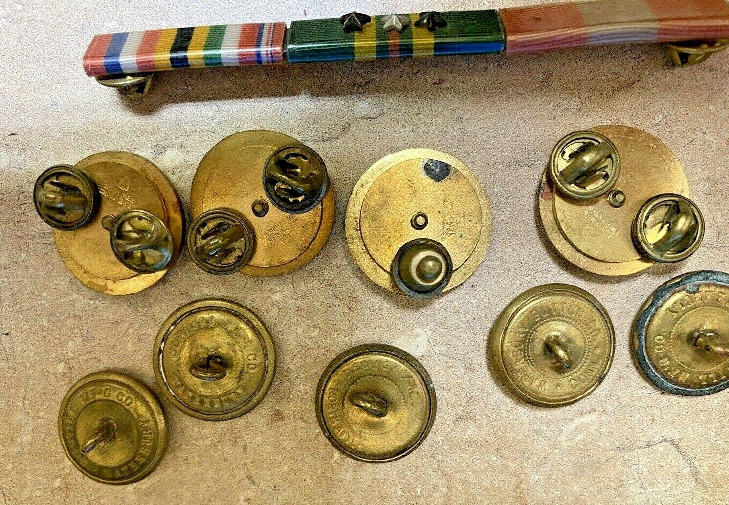 Vintage lot of  Military Stripes Rank Bars Stars 1 2 & 3 plus 3 patches Buttons 