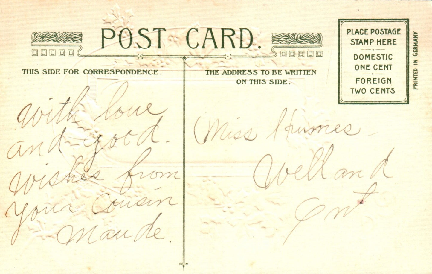 John Winsch Christmas Greeting Man with Horses in the Snow Vintage Postcard