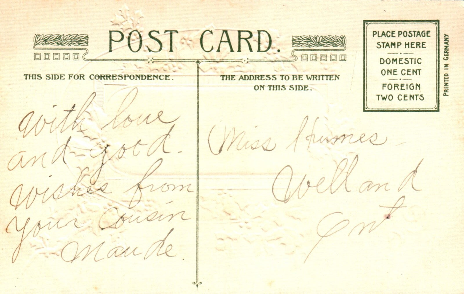 John Winsch Christmas Greeting Man with Horses in the Snow Vintage Postcard