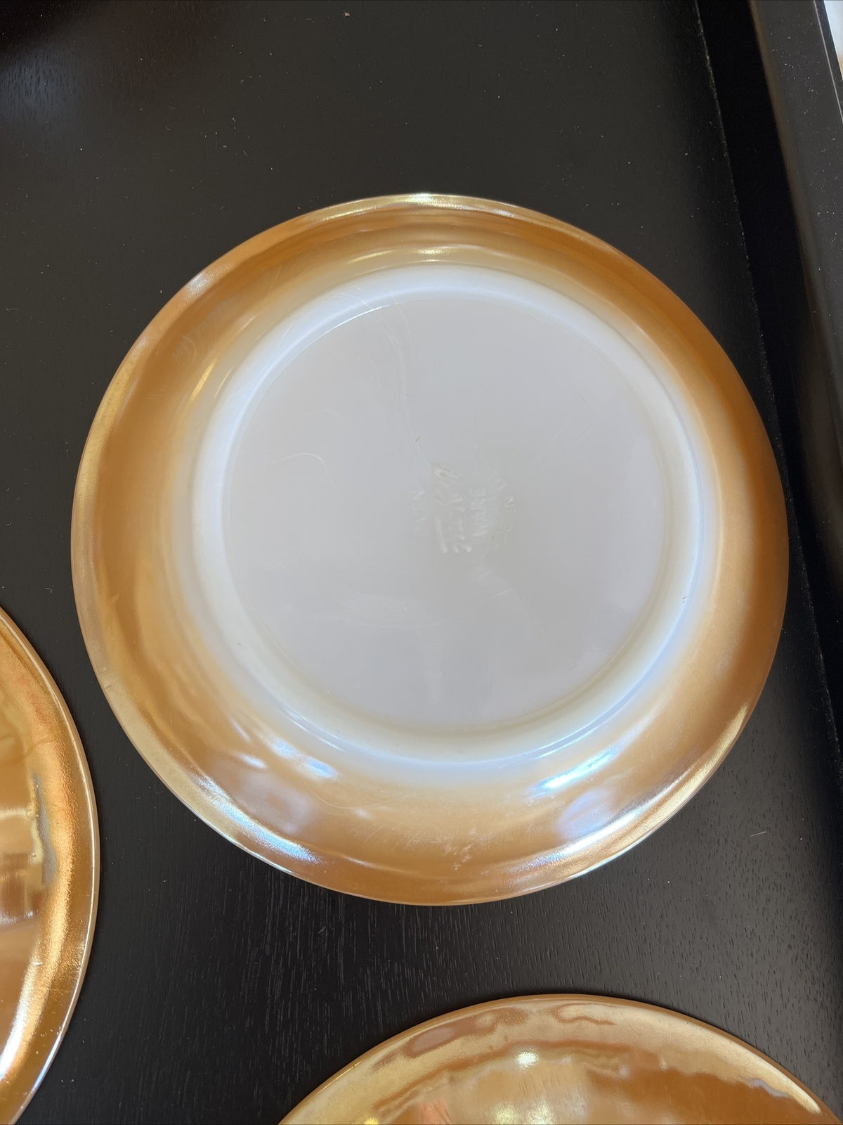Vintage Fire King Peach Lustre Leaf Soup Bowl Set of 4