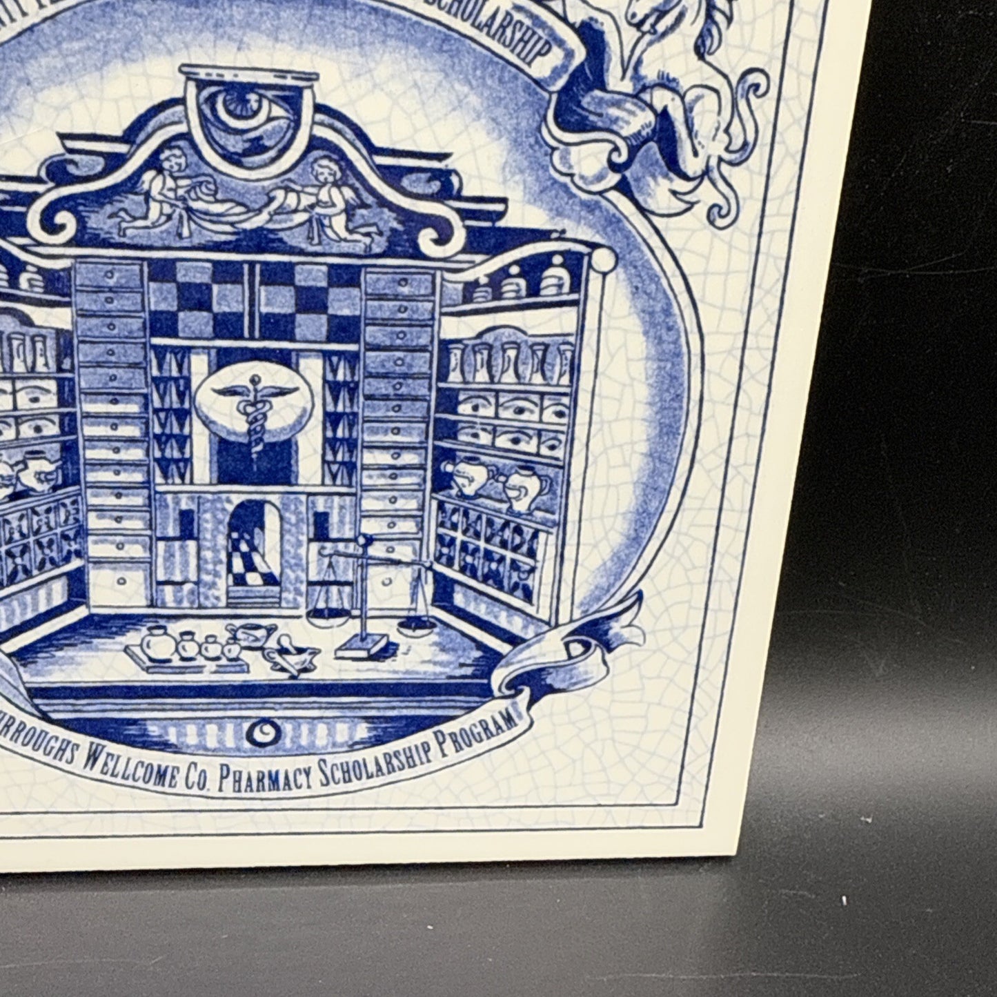 Delft Tile Schoonhaven Holland Vintage Tile Delft Blue White Pharmacy Drug # 4A