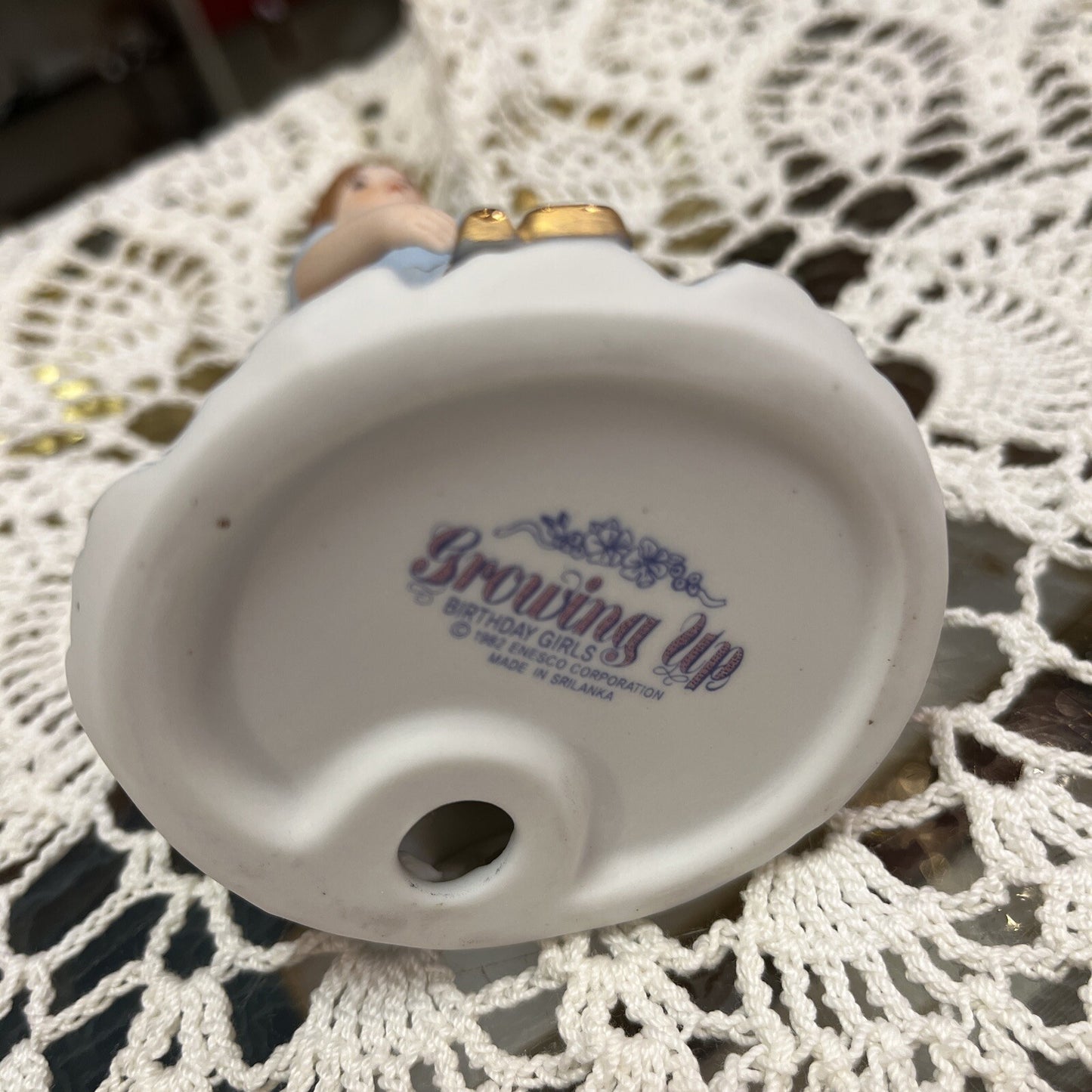 Enesco Growing Up Birthday Girls Age 10 Brunette Porcelain Figurine cake topper