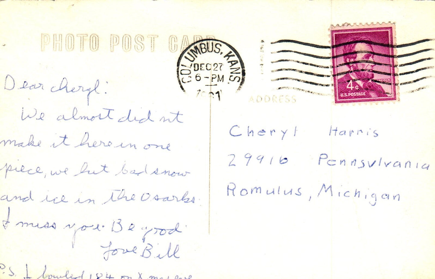 Real Photo of a Court House in Columbus Kansas KS Postcard