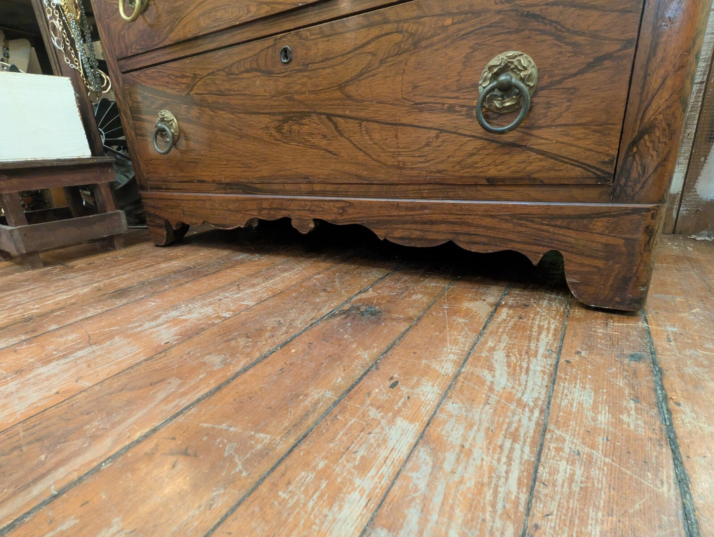 Victorian Antique Rosewood Grained Walnut Secretary Desk & Bookcase