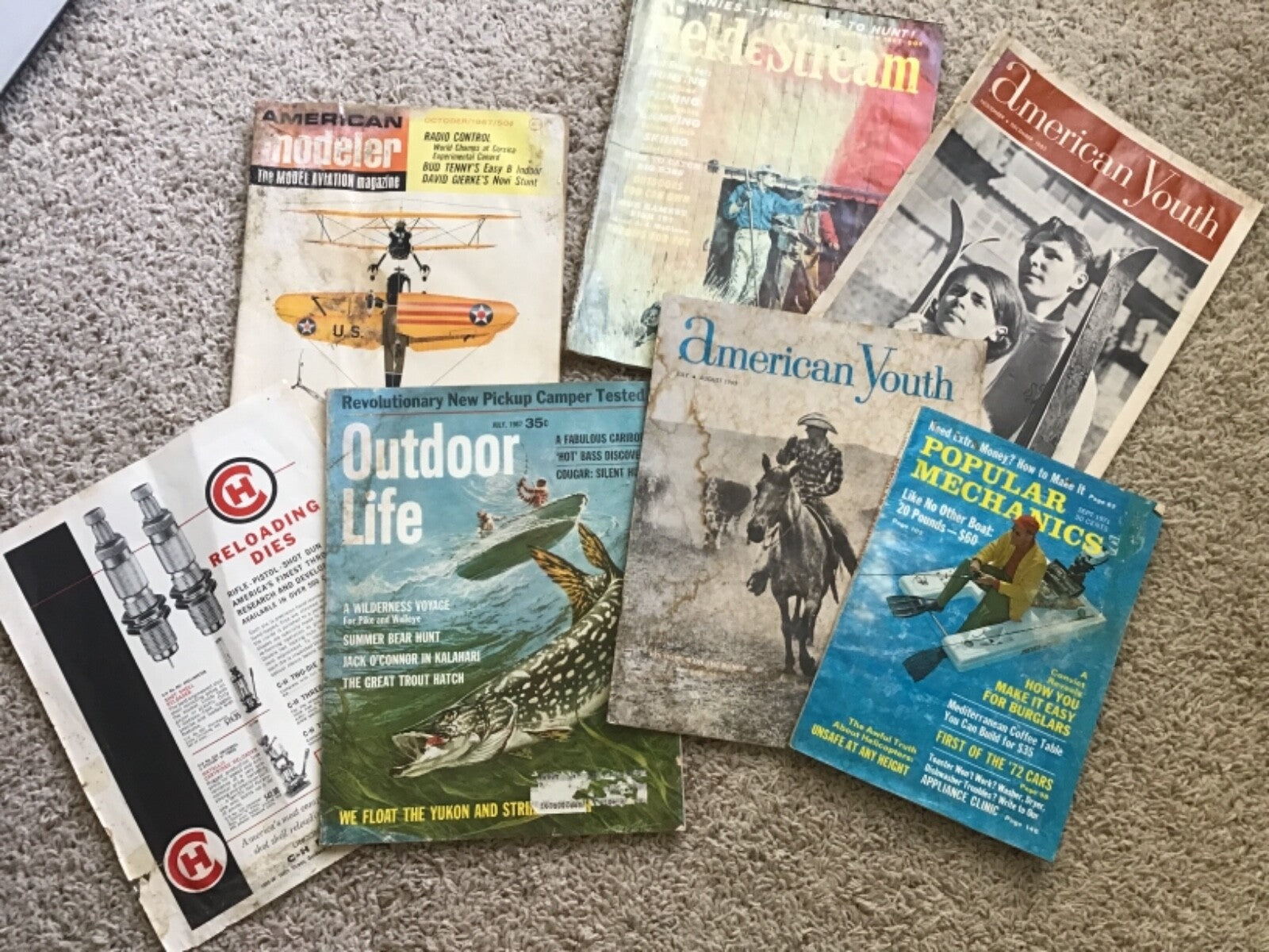Lot of 7 Vintage Outdoor Field Stream Popular Mechanics Model Aviation Magazines