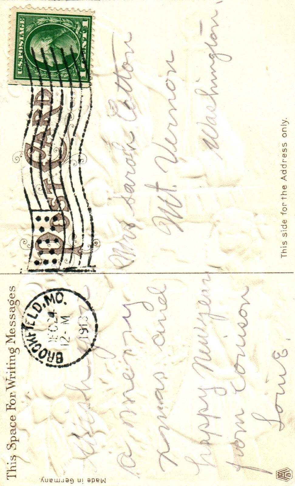 Old World Santa Claus Christmas Postcard with child Gold Gilt postcard