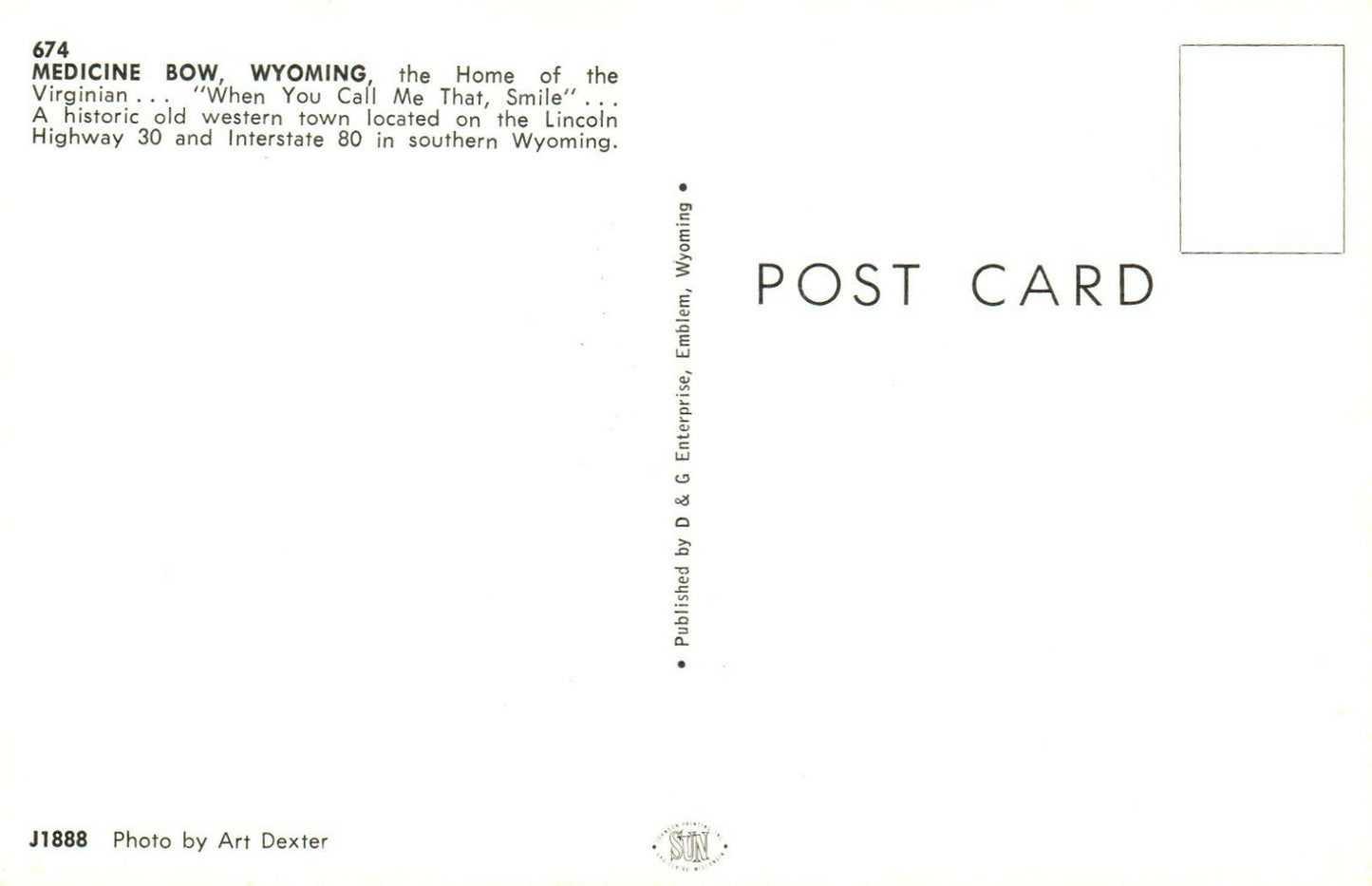 674 Medicine Bow Wyoming Western Town Wyoming WY Postcard
