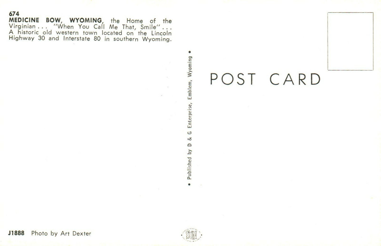 674 Medicine Bow Wyoming Western Town Wyoming WY Postcard