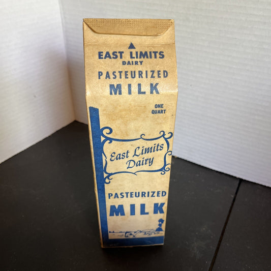 Vintage East Limits Dairy One Quart Waxed Milk Carton Unused