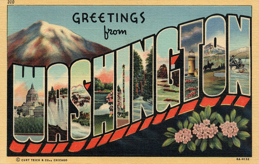 Washington WA Large Letter  Postcard