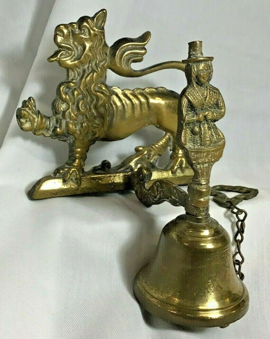 Made in England Brass Door or Dinner Bell Lion Pilgrim Jenny Jones