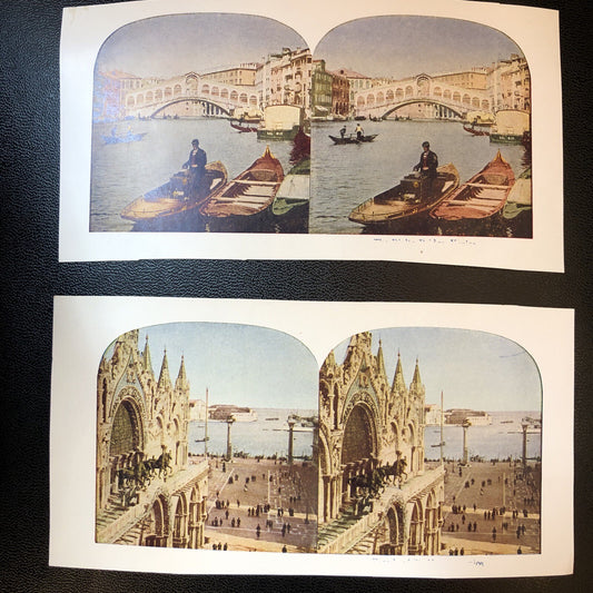 RARE Stereoview Paper Cards Venice Gondolas Lot of 2