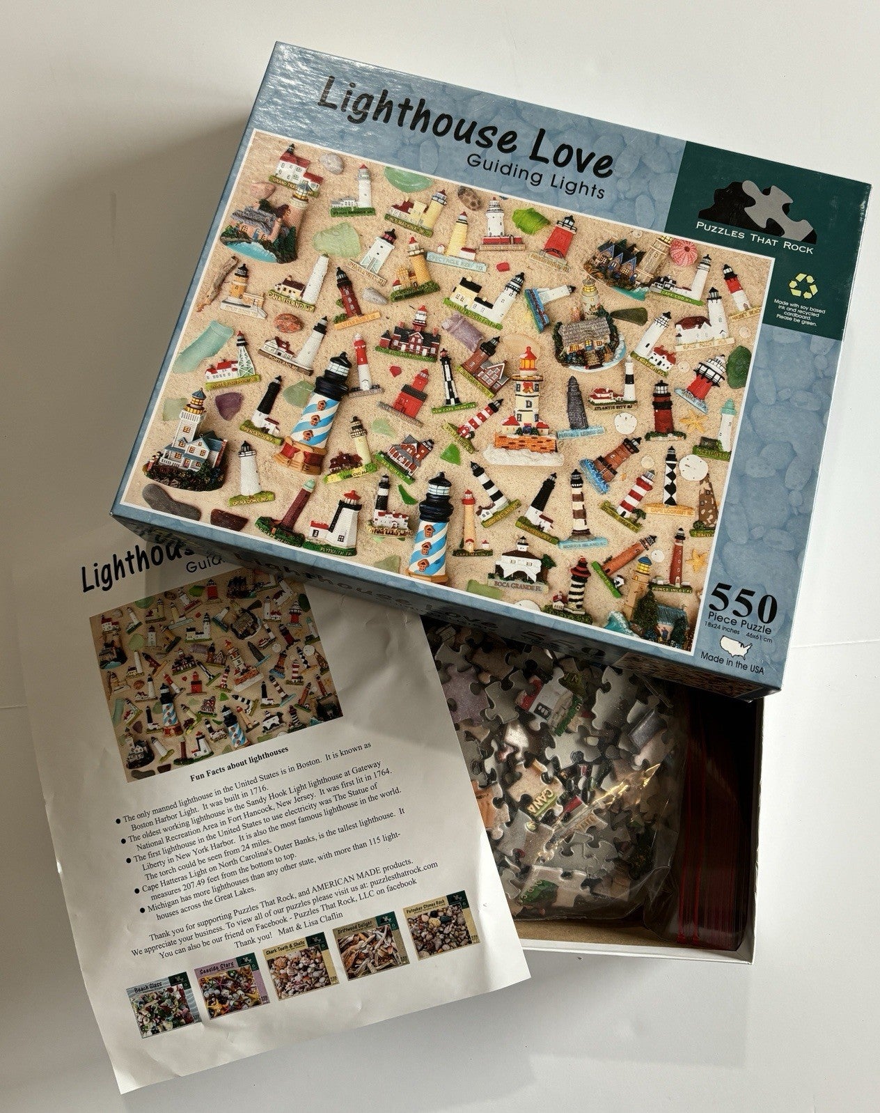 Lighthouse Love Guiding Lights Puzzles That Rock Brand 550 Piece 18" x 24"