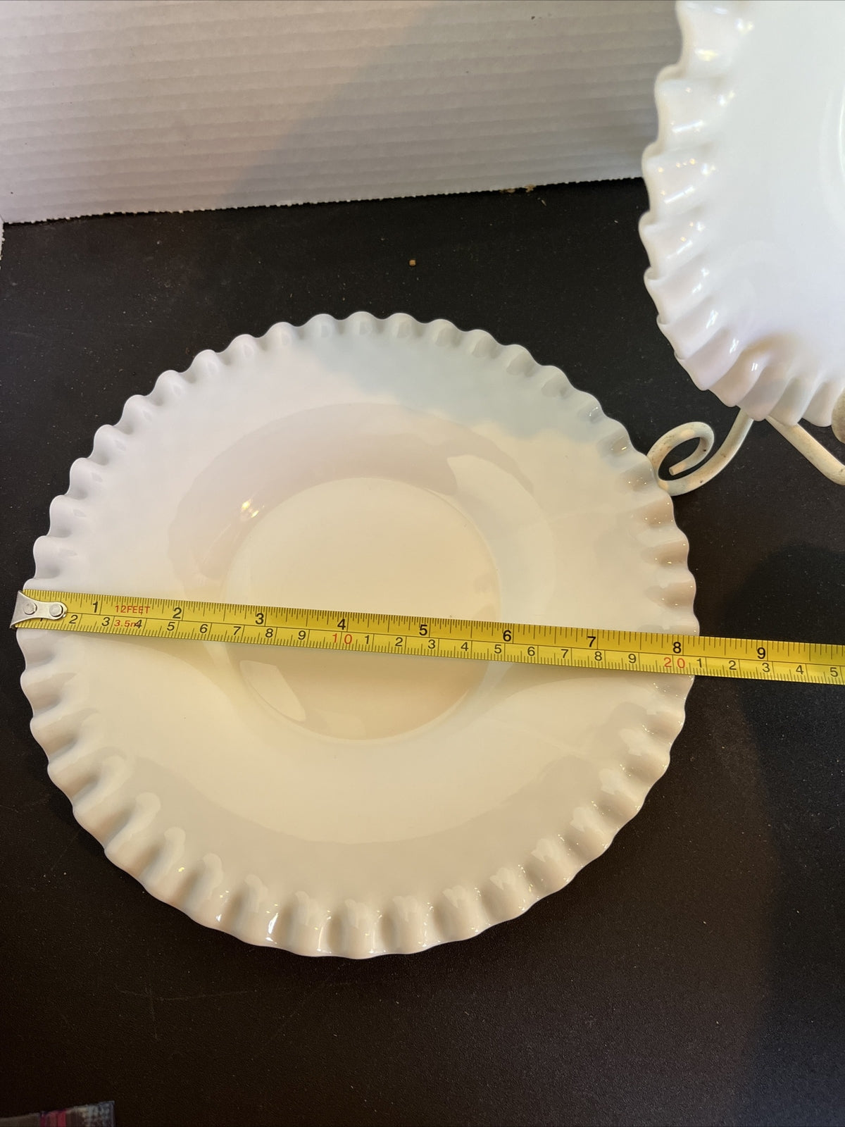 vintage Fenton Silver Crest Ruffled Edge Low Foot 8.25” Serving Plate (2)