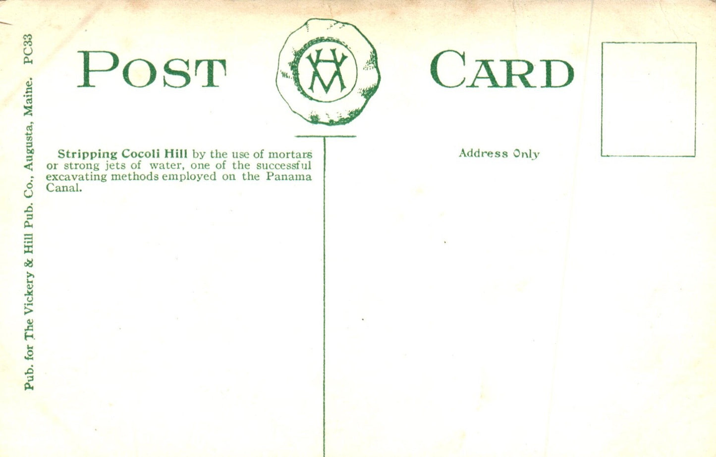 Stripping Cocoli Hill by The Use of Mortars or Jets Vintage Panama Postcard