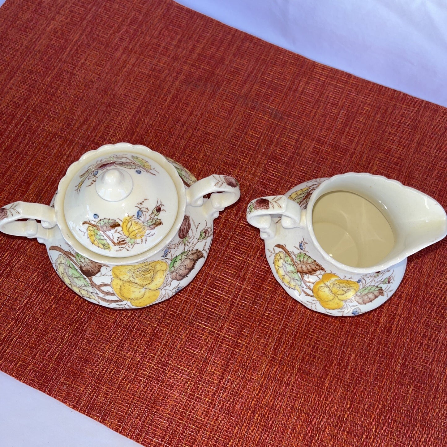 Vernonware Vernon Rose Yellow Cream & Sugar Set