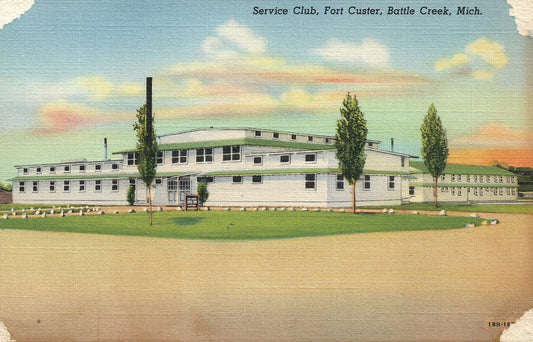 Service Club Fort Custer Battle Creek MI Michigan Military Militaria  Postcard