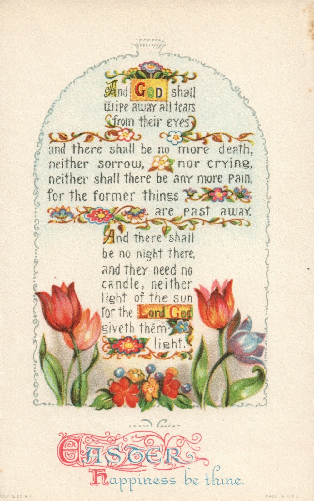 Colorful Flowers Tulips Easter Poem Happiness Easter Postcard