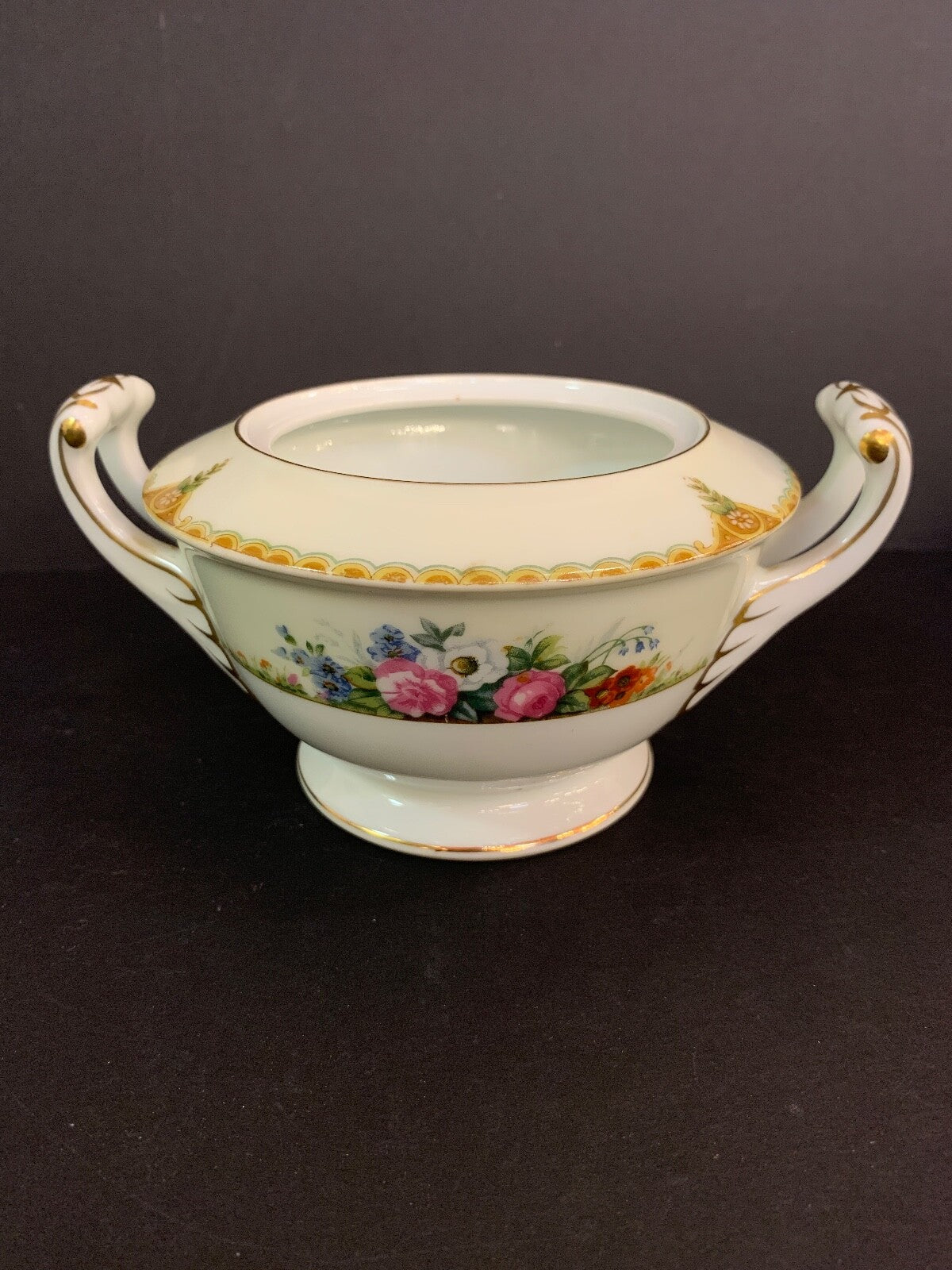 Vivienne Made in Japan Vintage Floral and Gold Pattern Cream & Sugar