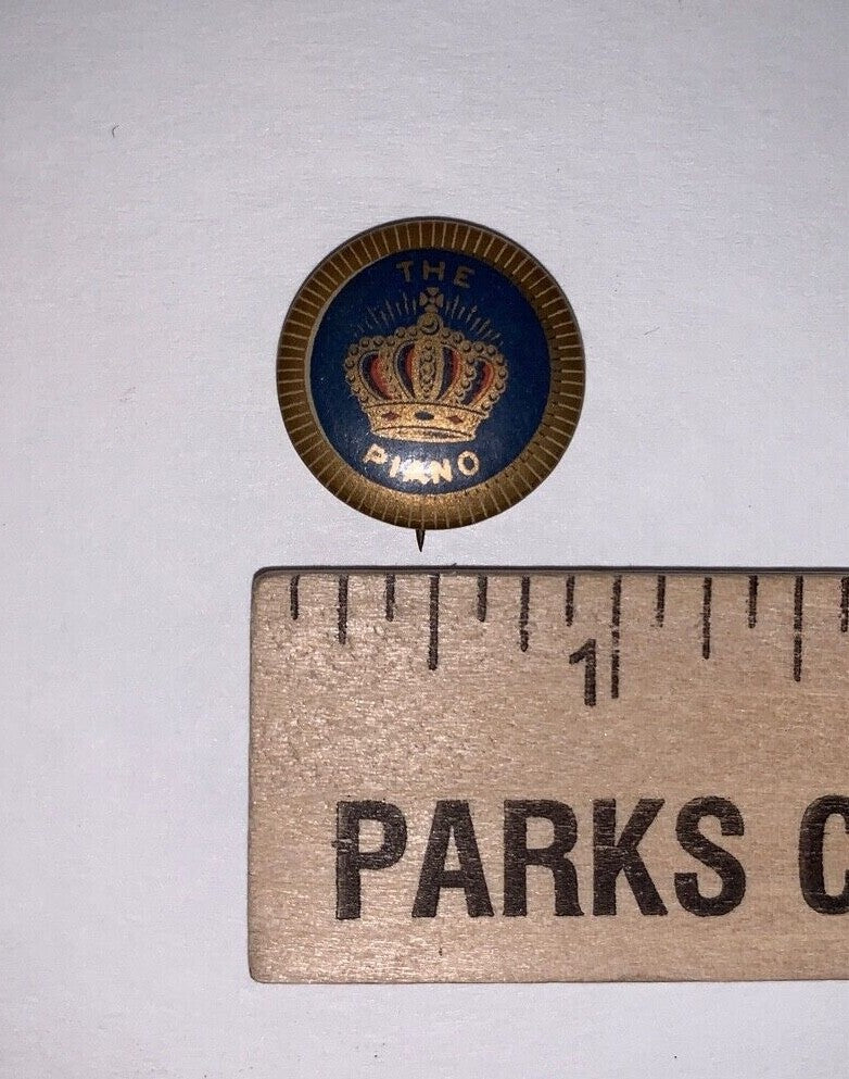 Vintage Late 1800's The Crown Piano 7/8" Celluloid Pinback