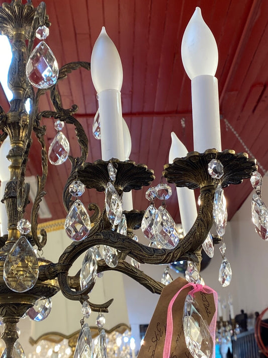 10 Light Brass Ornate Made in Spain Chandelier 