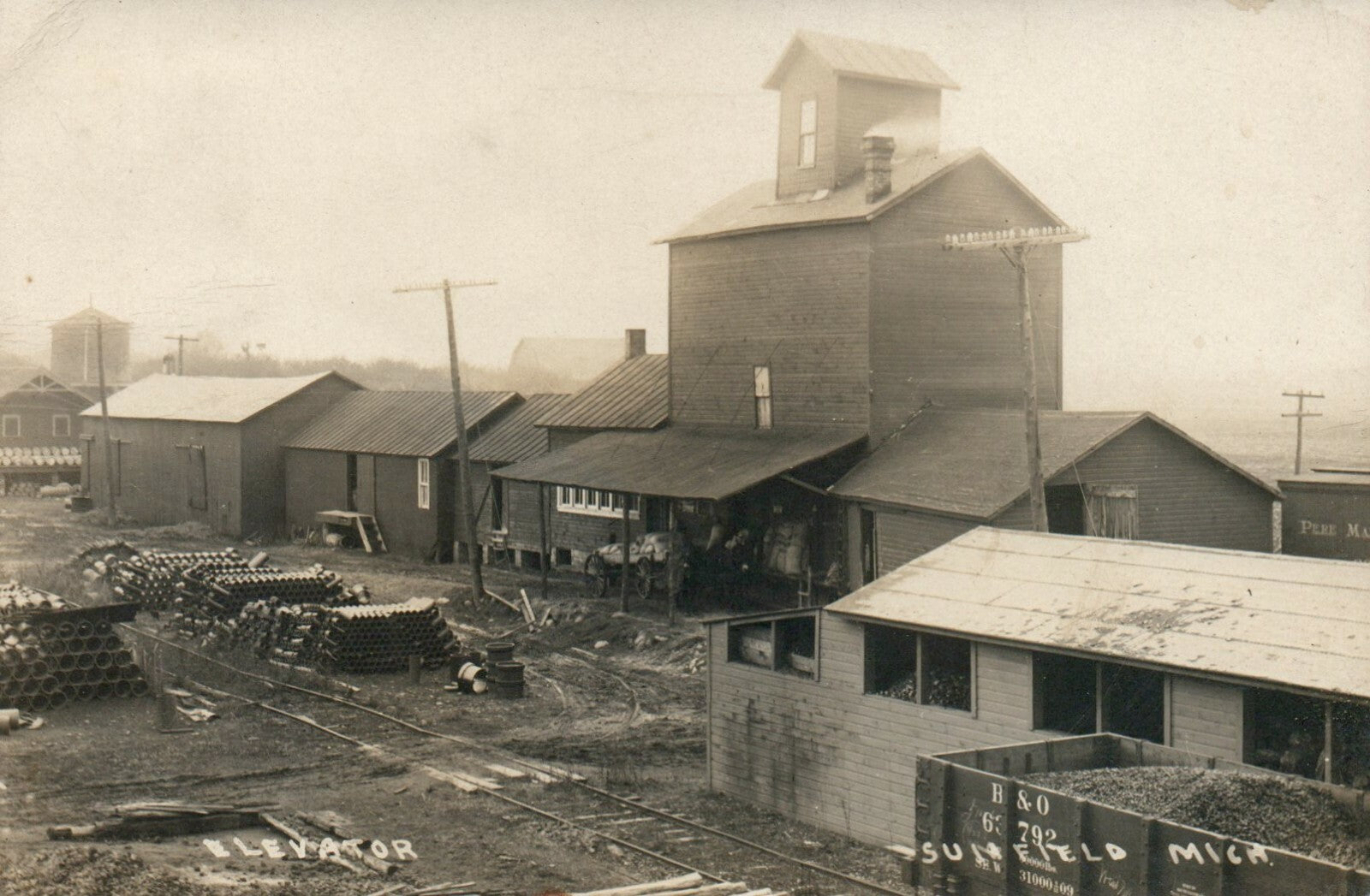 Real Photo Elevator Sunfield MI MICH Michigan Vintage Postcard