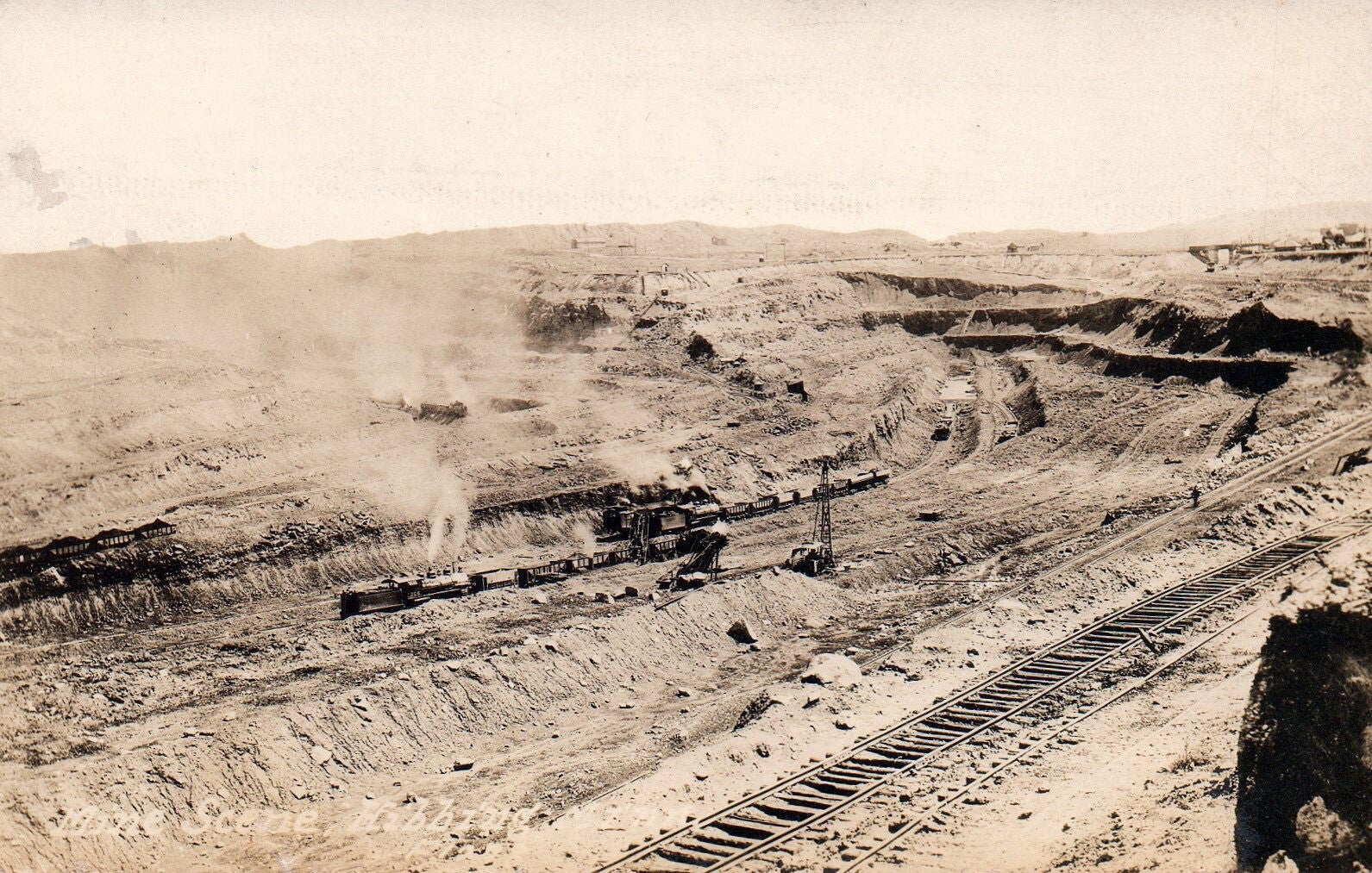 RPPC Mine Scene Hibbing With Trains MN Minnesota Postcard