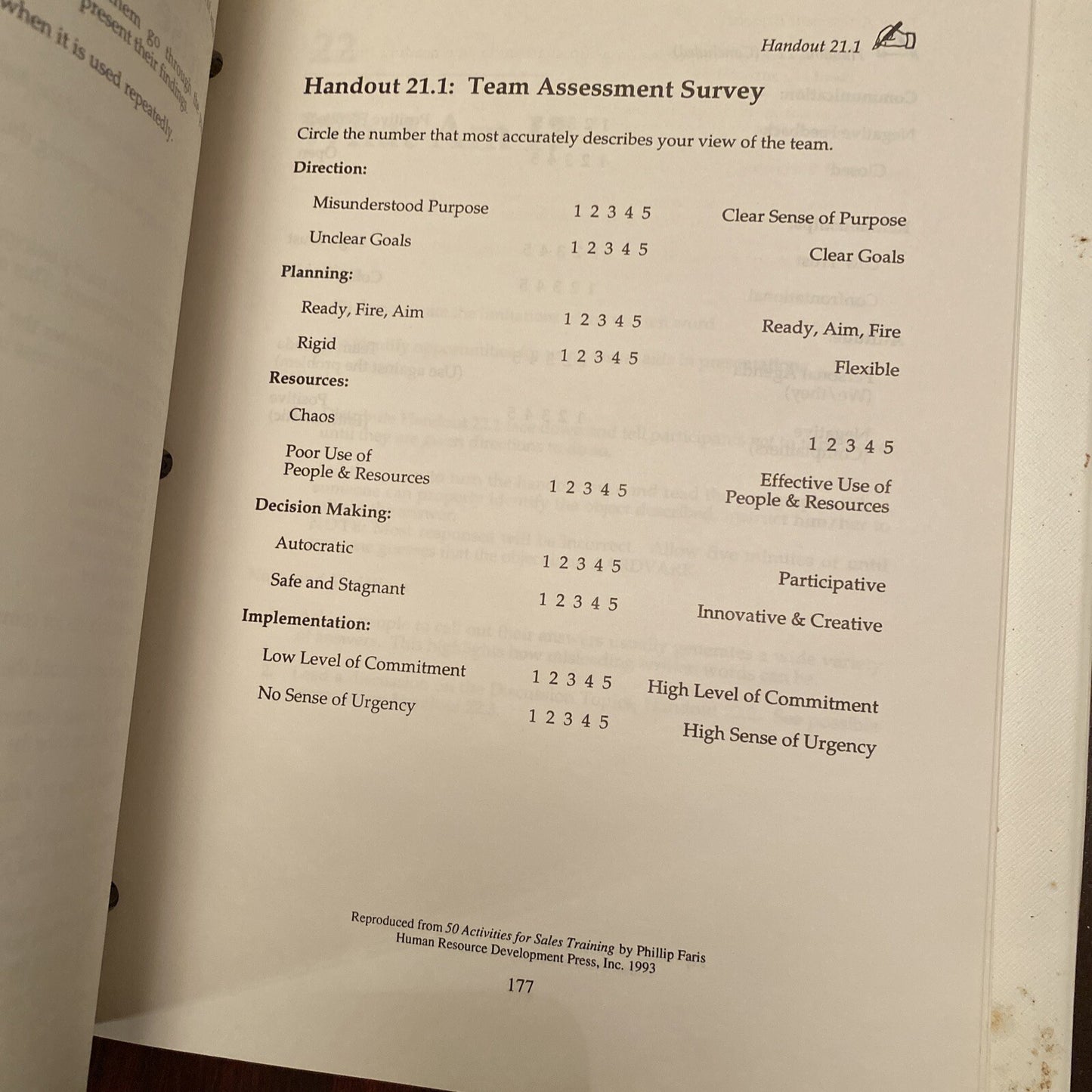 50 Fifty Activities for Sales Training Phillip Faris 1993