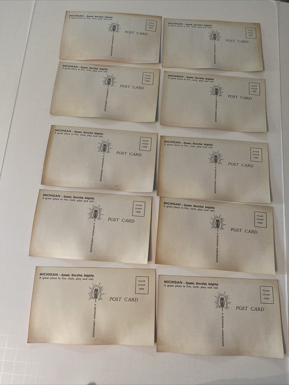 Lot of 10 Michigan Ambassador Advertising Series for Mich MI Postcards