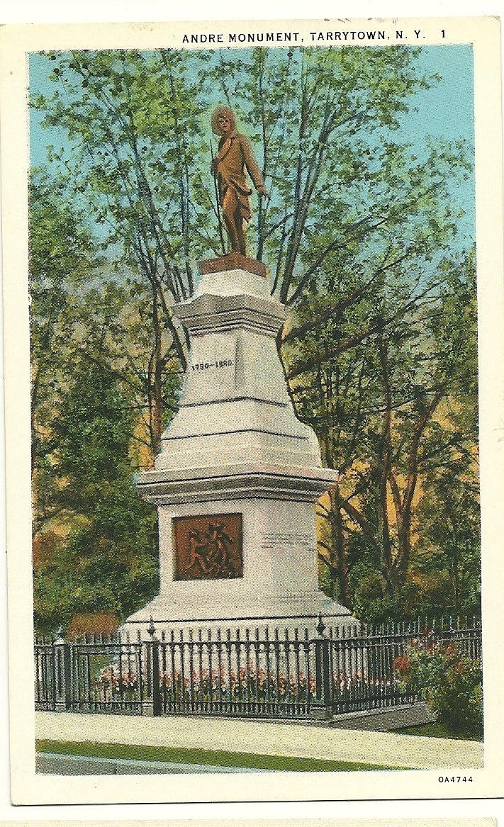Andre Monument Tarrytown New York NY Postcard