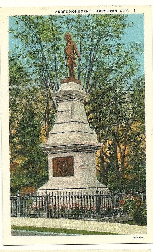 Andre Monument Tarrytown New York NY Postcard