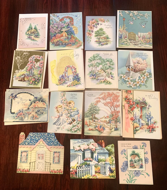 Lot of 15 Vintage Home and Garden Theme Greeting Cards