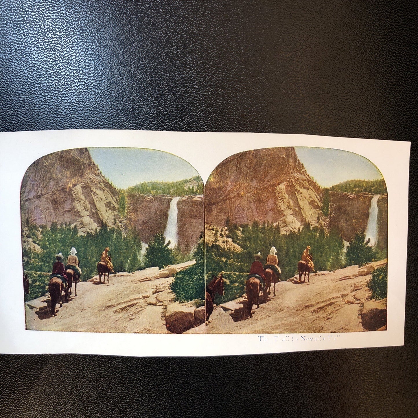 RARE Stereoview Paper Cards Nevada Horses Trail Waterfall