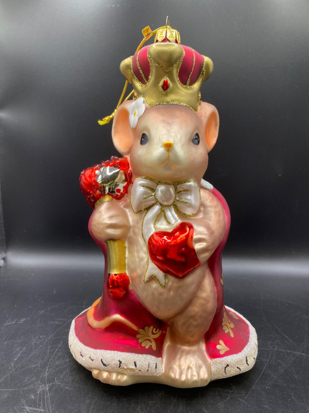 Fitz & Floyd Charming Tails Queen of My Heart Large Mouse Christmas Ornament
