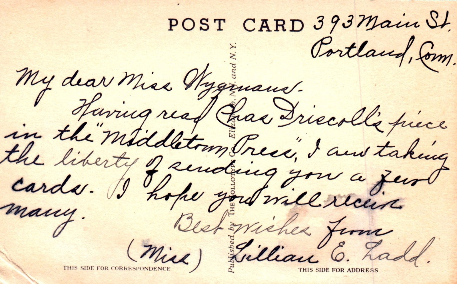 Section of Campus Wesleyan University in Middletown CT Connecticut Postcard