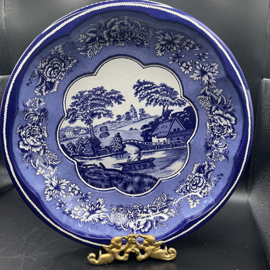 Vintage Blue Willow Tin Bowl  10" Made in England 1971