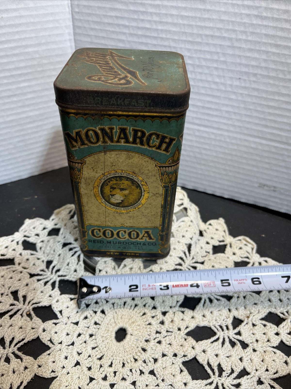 VINTAGE EMPTY MONARCH BREAKFAST COCOA TIN CAN