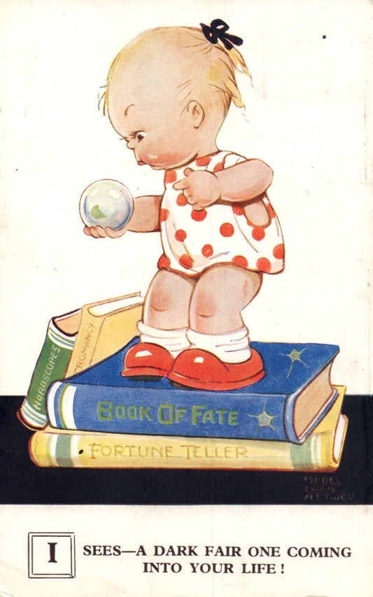  MLA Mabel Lucie Attwell Vintage Postcard Fortune Teller Book of Fate