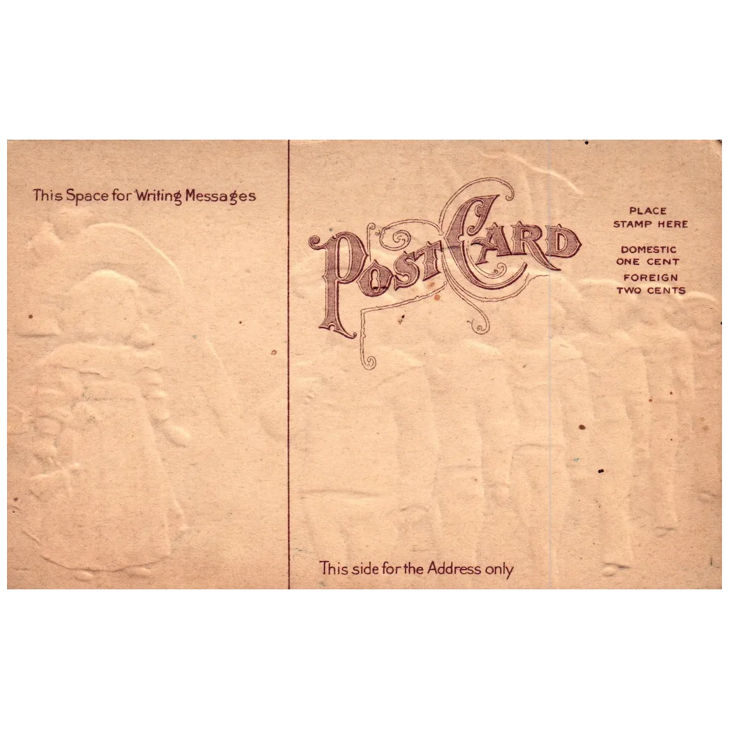 Memorial Day Greetings Children Marching w Flags Vintage Patriotic Postcard