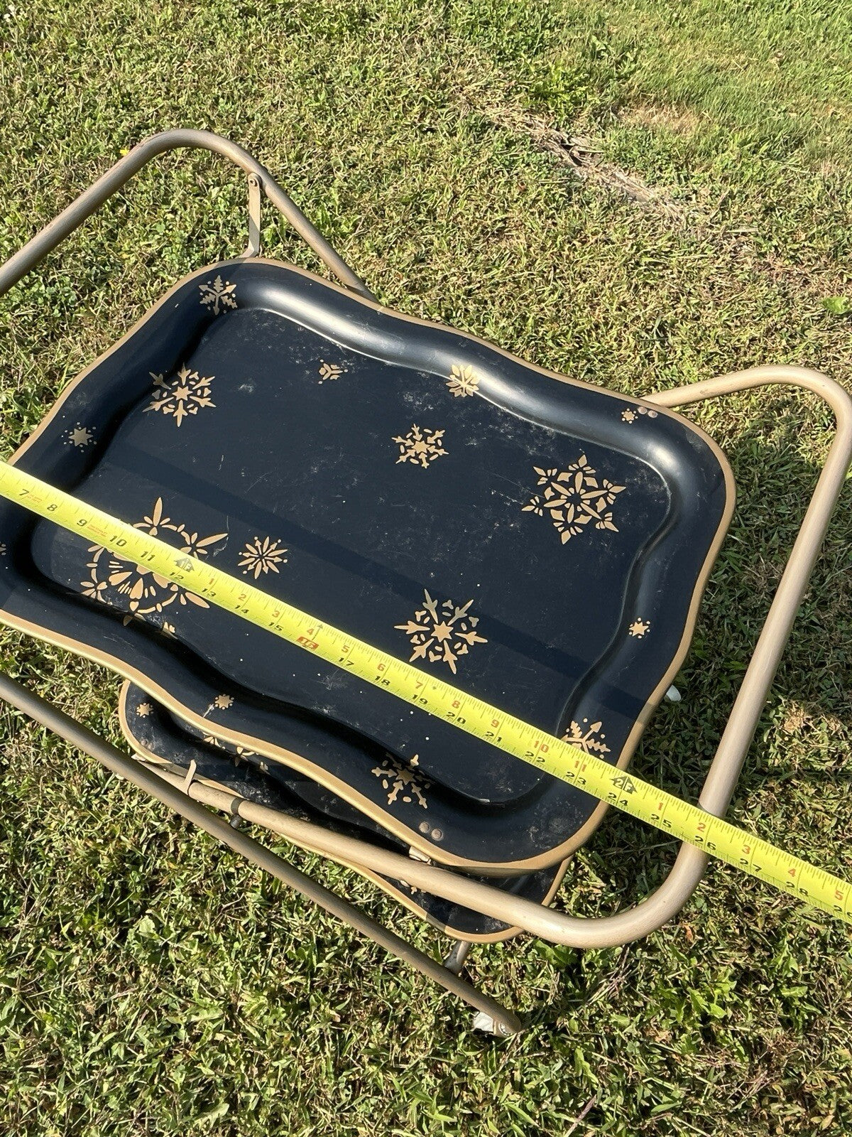 VINTAGE  SERVING CART TEA TROLLEY RETRO 1960s Black/Gold
