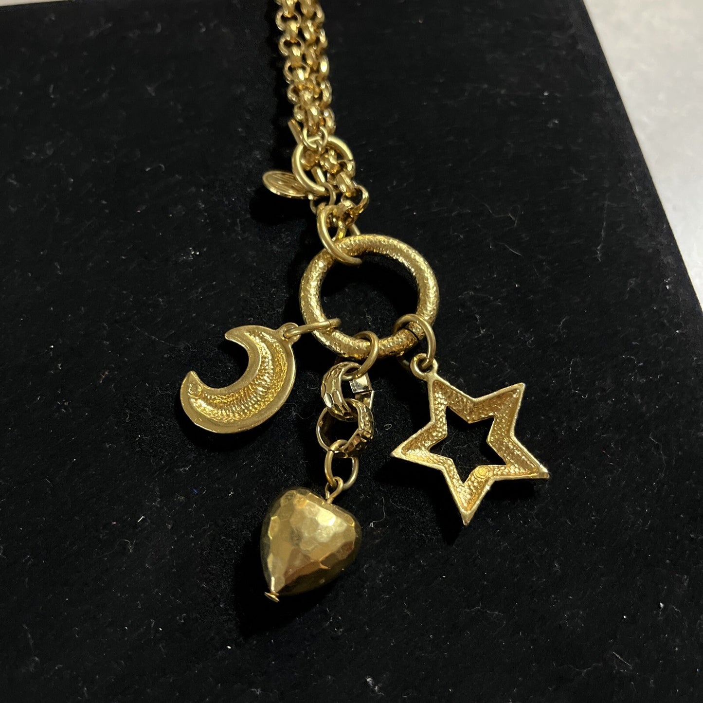 Vintage Anne Klein Gold Tone Chunky Geometric Link 34" Long Necklace Signed