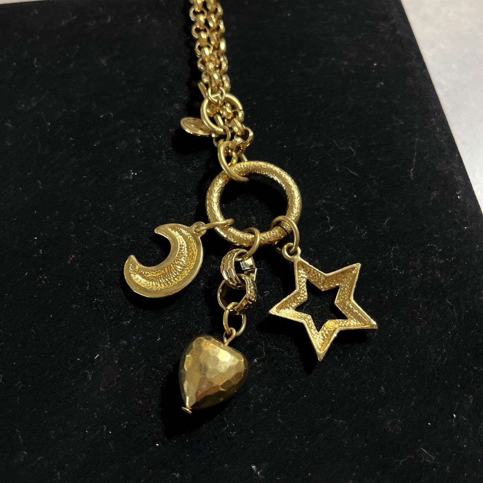 Vintage Anne Klein Gold Tone Chunky Geometric Link 34" Long Necklace Signed