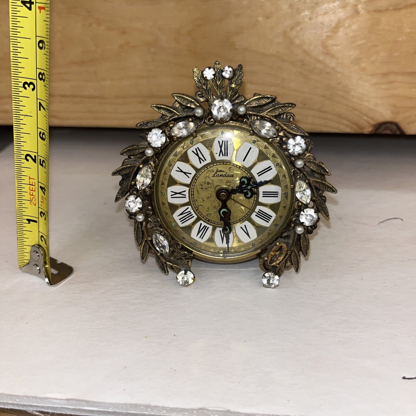 Linden Brass Wind Up Alarm Clock Marked West Germany 3.5” Rare Vintage