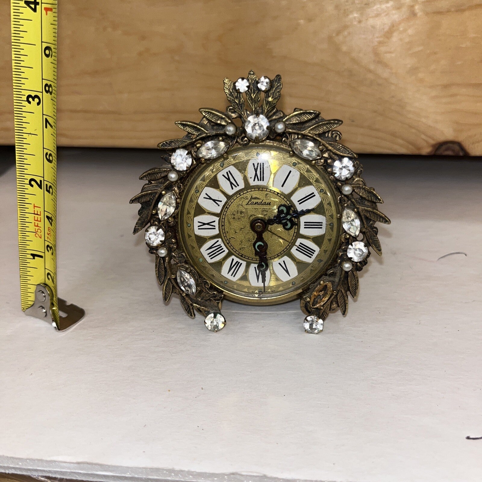 Linden Brass Wind Up Alarm Clock Marked West Germany 3.5” Rare Vintage