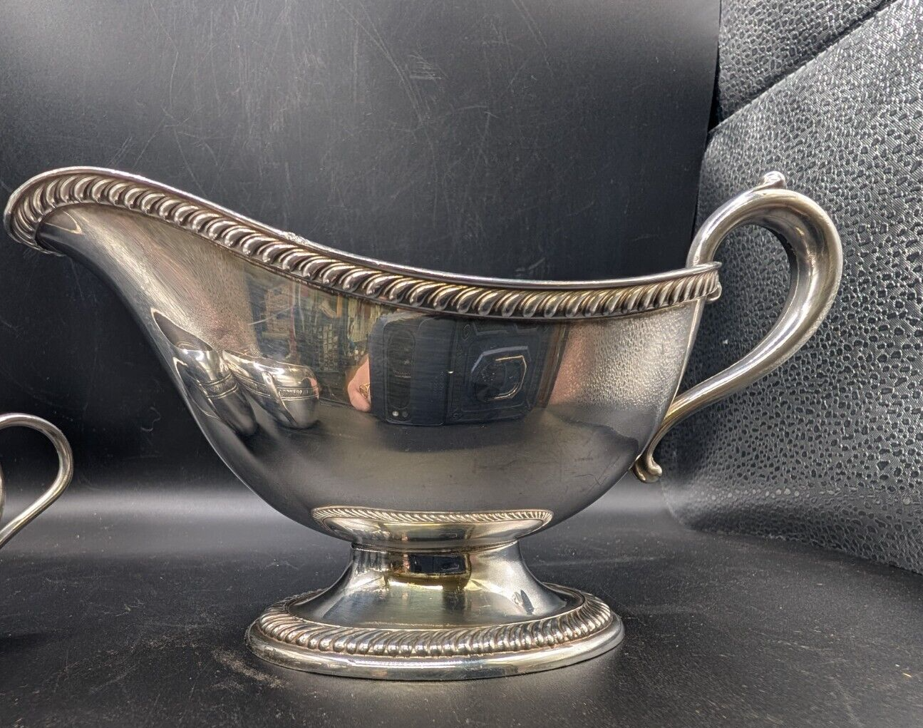 3 Piece Set Polished Silver Plate Gravy Cream & Sugar Great Condition
