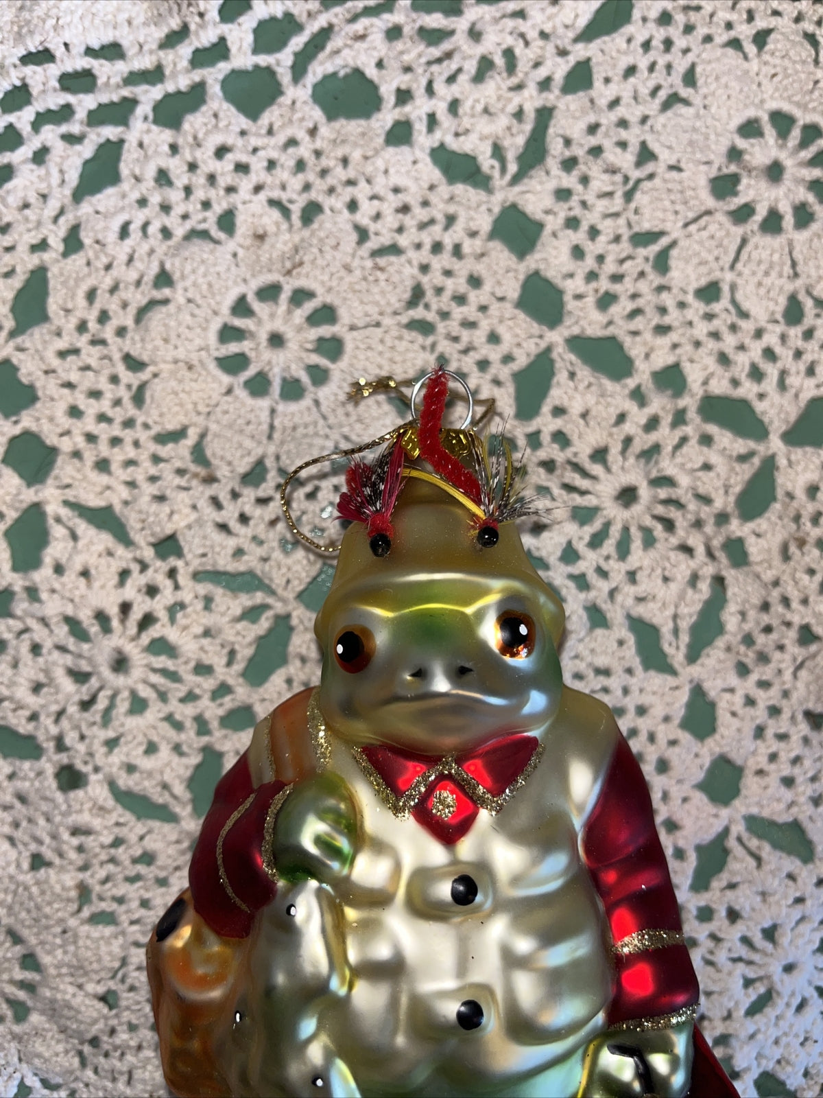 Vintage Fishing Frog Mercury Glass Christmas Ornaments 