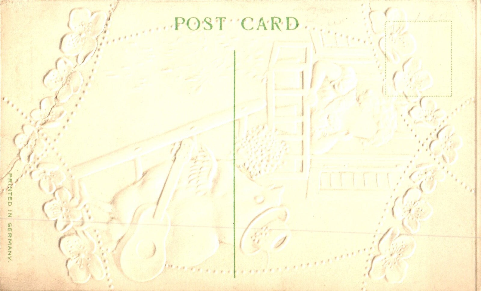 Easter Greeting Little Chick Singing to Girl in Window Vintage Easter Postcard