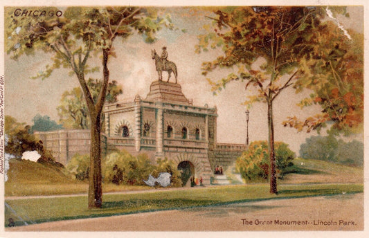 The Grant Monument at Lincoln Park Private Mailing Chicago Illinois IL Postcard