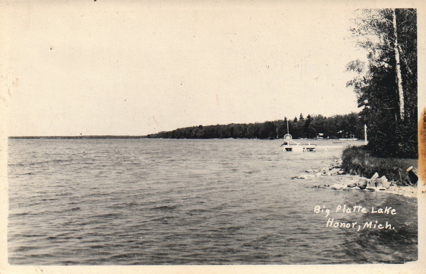 RPPC Big Platte Lake in Honor Michigan Postcard